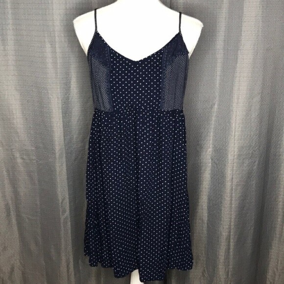 MOTHERHOOD MATERNITY MEDIUM BLUE POLKA DOT DRESS - Picture 1 of 7